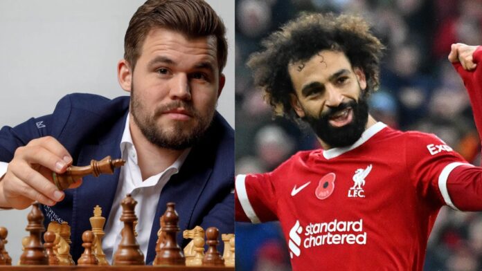 Chess Champion Magnus Carlsen and Football Star Mohamed Salah