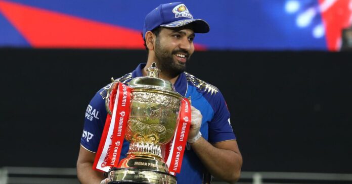 Rohit Sharma Mumbai Indians Trophy IPL