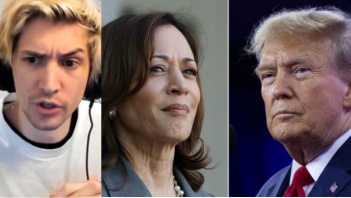 xQc, Kamal Harris and Donald Trump