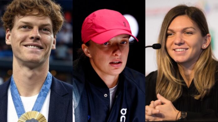 Jannik Sinner, Iga Swiatek and Simona Halep