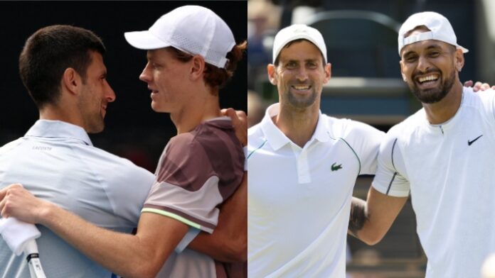 Novak Djokovic, Jannik Sinner and Nick Kyrgios