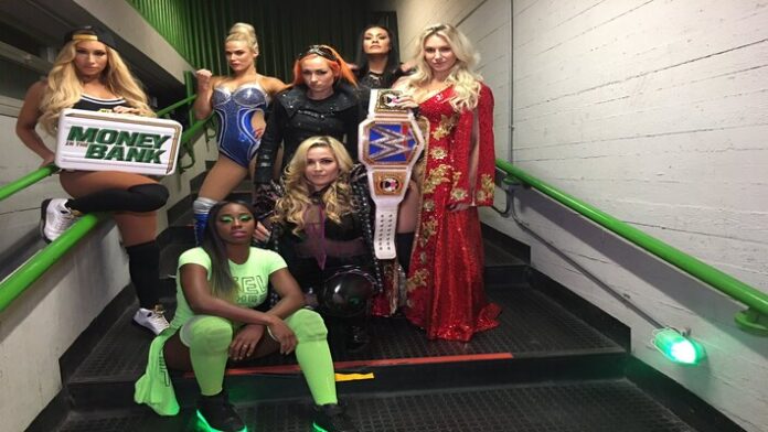 CJ Perry along with WWE stars CJ Perry along with WWE Divas