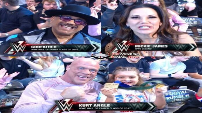 The Godfather, Mickie James and Kurt Angle The Godfather, Mickie James and Kurt Angle