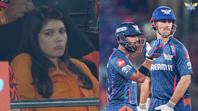 Kavya Maran and LSG players Pooran, and Marsh Kavya Maran and LSG players Pooran, and Marsh