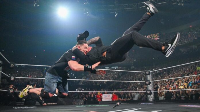 Randy Orton delivers RKO to John Cena Randy Orton delivers RKO to John Cena