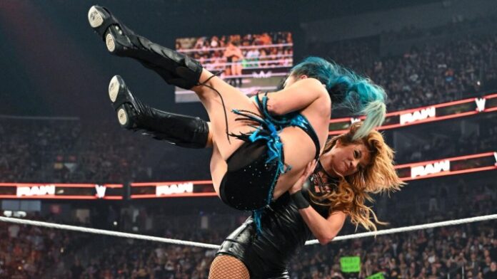Becky Lynch's Manhandle Slam on Lyra Valkyria Becky Lynch's Manhandle Slam on Lyra Valkyria