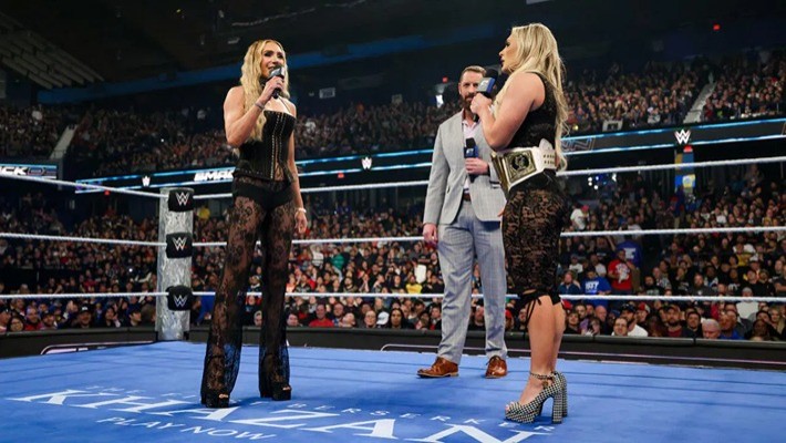 Charlotte Flair and Tiffany Stratton on SmackDown