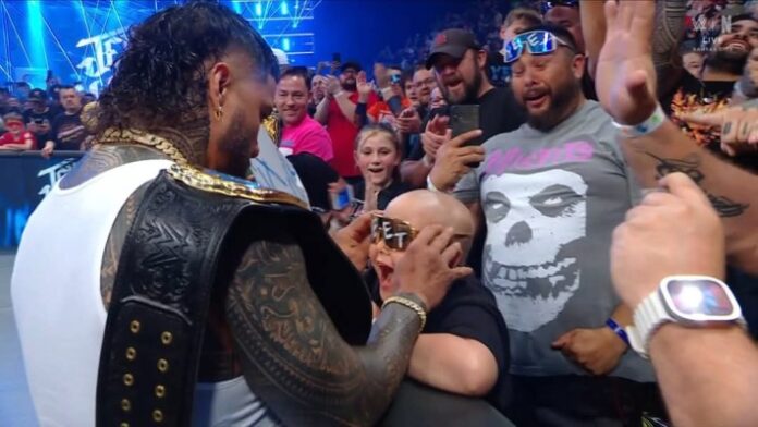 Jey Uso gives his YEET glasses to a fan who beat cancer Jey Uso