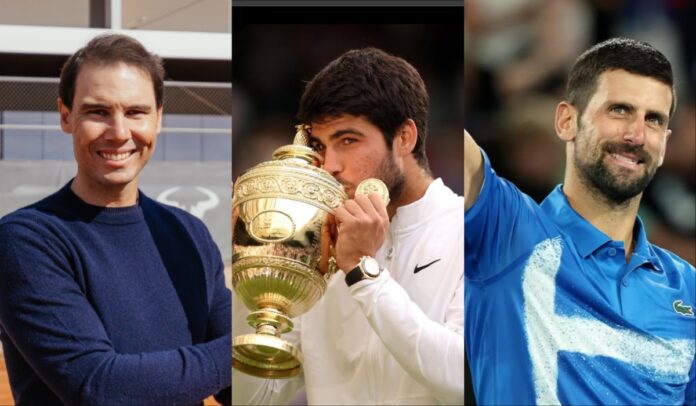 Rafael Nadal, Carlos Alcaraz and Novak Djokovic