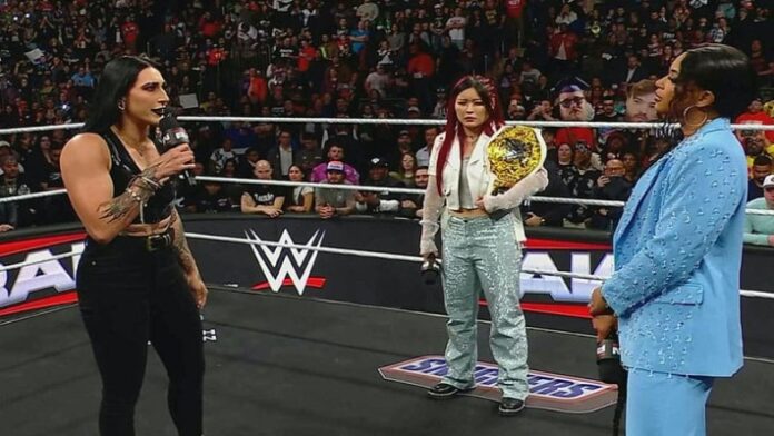 Rhea Ripley, Iyo Sky and Bianca Belair Rhea Ripley, Iyo Sky and Bianca Belair