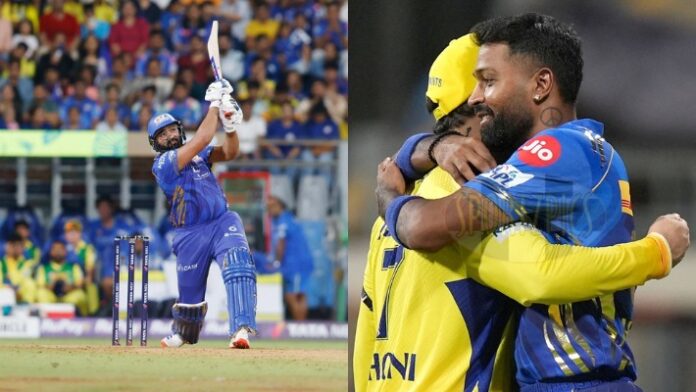 Rohit Sharma, Hardik Pandya, and MS Dhoni