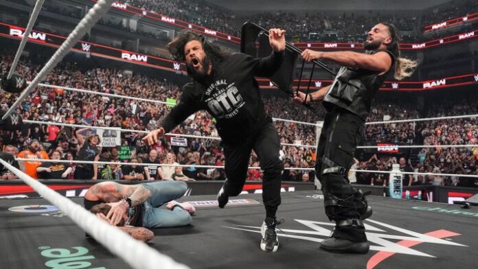 Seth Rollins' chairshot on Roman Reigns Seth Rollins and Roman Reigns