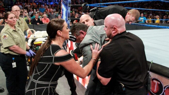Stephanie McMahon looks out for Vince McMahon Stephanie McMahon and Vince McMahon
