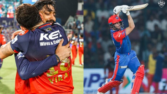 RCB Virat Kohli, Krunal Pandya, and Tristan Stubbs