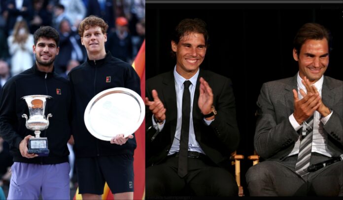 MixCollage-22-May-2025-01-54-PM-8491 Carlos Alcaraz, Jannik Sinner, Rafael Nadal and Roger Federer