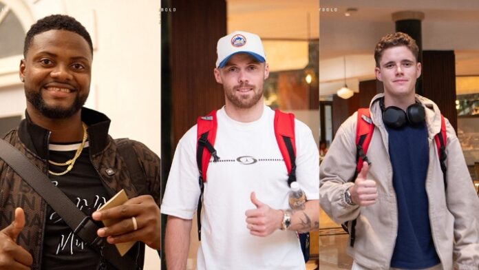 RCB players Romario Shehpard, Phil Salt, and Jacob Bethell RCB players Romario Shehpard, Phil Salt, and Jacob Bethell