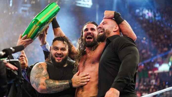Bronson Reed, Seth Rollins, and Bron Breakker Bronson Reed, Seth Rollins, and Bron Breakker