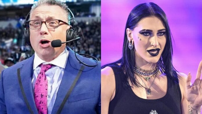 Michael Cole and Rhea Ripley(1)