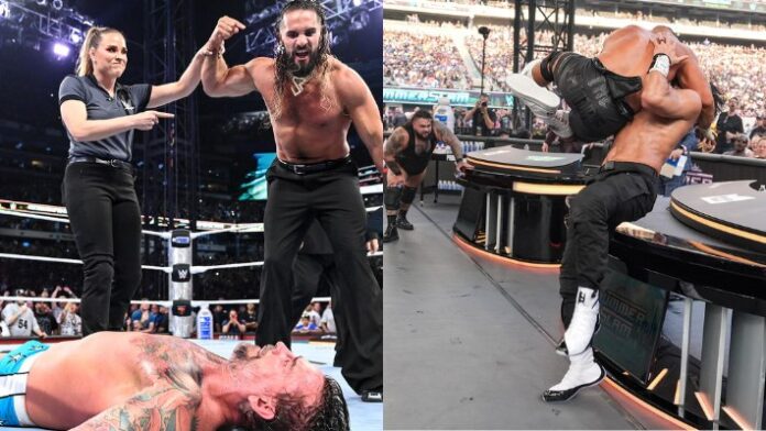 Seth Rollins, CM Punk, Bron Breakker and Roman Reigns
